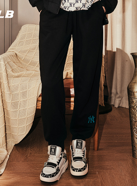 MLB官方 男女情侣刺绣logo针织运动长裤休闲加绒冬季PTB03