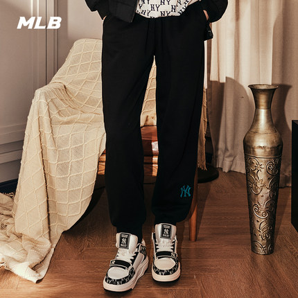 MLB官方 男女情侣刺绣logo针织运动长裤休闲加绒秋冬PTB03