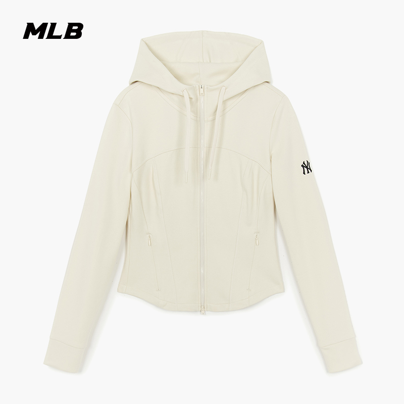 MLB官方女款小logo时尚修身纯色简约连帽卫衣外套25冬季新款TRB04