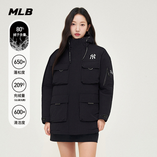 MLB官方 男女情侣经典百搭工装风连帽保暖羽绒服25冬季新款DJB07
