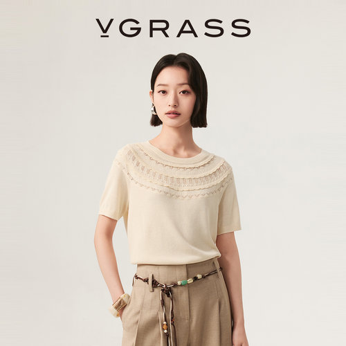 VGRASS立体艺术云肩针织衫
