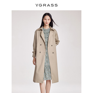VGRASS美拉德风气质棉长款 篙级感外套VSF2O10510 新款 风衣女春季
