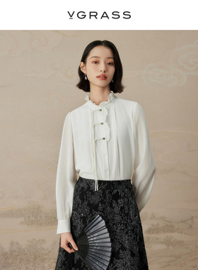 VGRASS维格娜丝24年秋季新款温玉丝粘弹力双绉衬衫VSC3P3537D