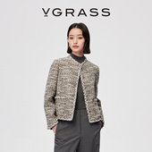 织带边香风外套女 含羊毛粗花呢花式 鎏金香榭 VGRASS26早春新款
