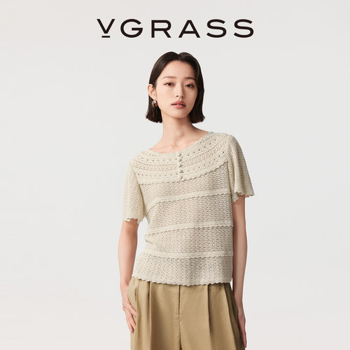 VGRASS仿手钩肌理针织衫