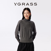 高腰黄金比例 花边领精纺羊绒针织衫 WISH系列 VGRASS25秋冬新款
