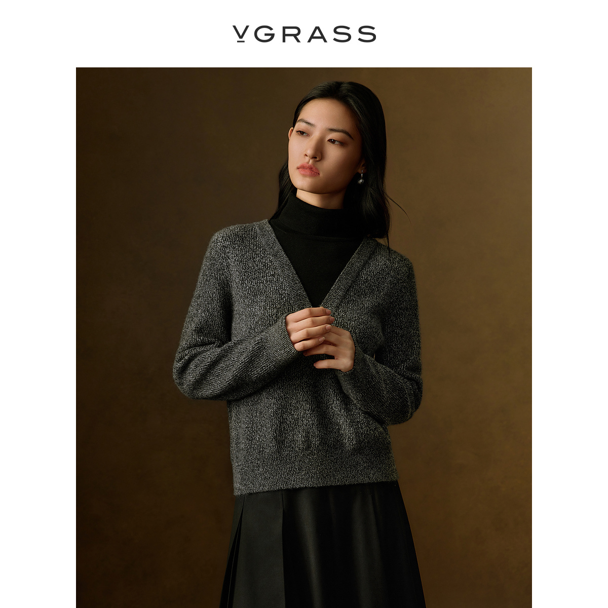 VGRASS纯羊绒衫气质毛针织衫
