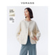 VGRASS维格娜丝春季 圈圈绵羊毛圆领正肩显瘦白色千金感箱型外套女