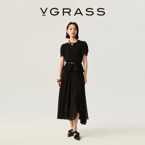 VGRASS轻盈灵动乔其半身裙
