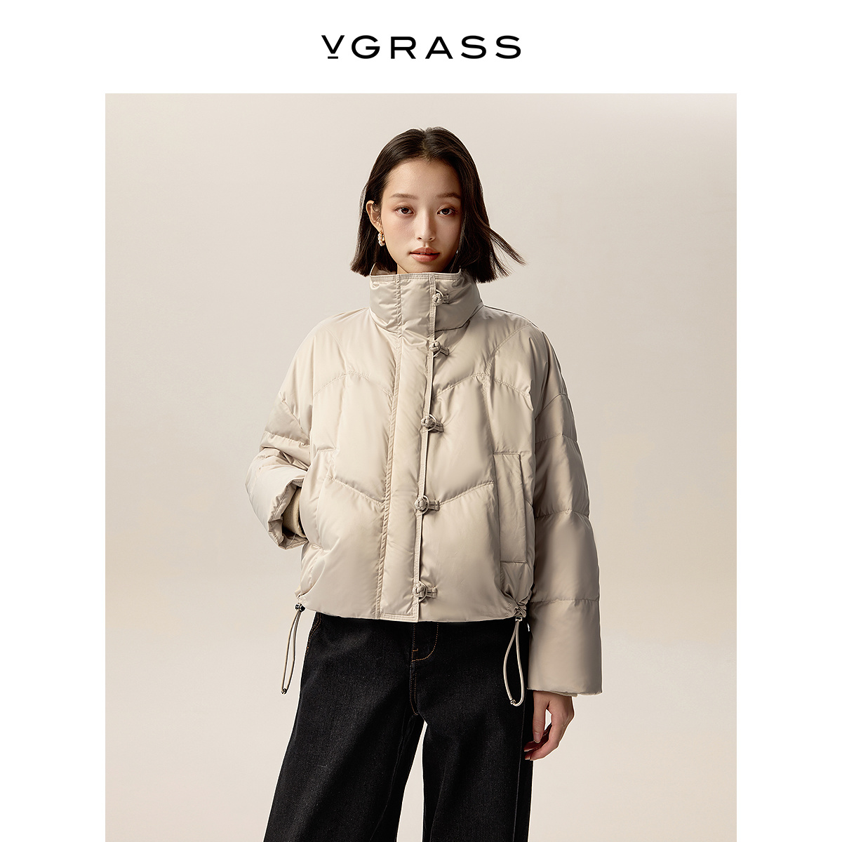 VGRASS90白鹅绒羽绒短外套
