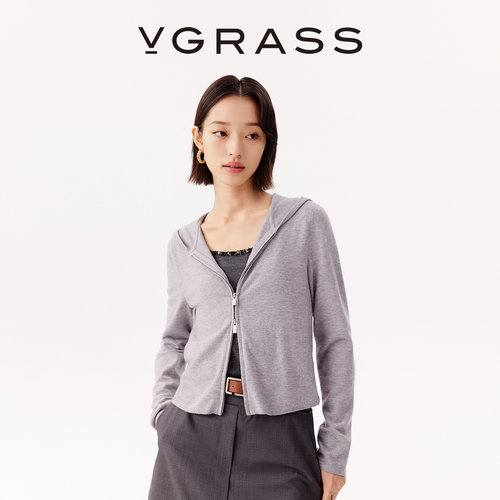 VGRASS精纺柔糯包芯纱针织开衫