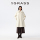VGRASS25秋冬新款 水貂毛领绵羊毛混纺手工双面呢中长款 气质大衣女