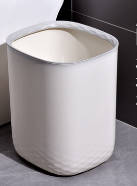 垃圾桶带压圈家用大号大容量高颜值客厅宿舍办公室卧室白色方筒