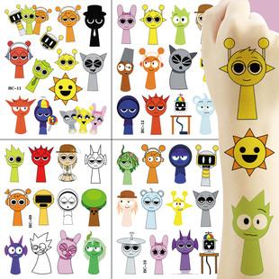 饰贴 节奏盒子纹身贴纸sprunki音乐布莱克西蒙儿童纹身贴纸玩具装