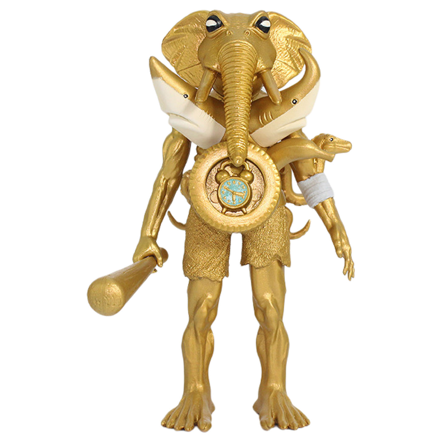 金色大象双头鲨鱼木棍人手办玩具