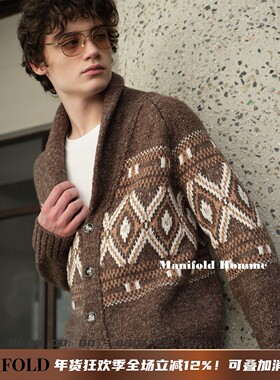 Manifold｜秘鲁羊驼毛混纺费尔岛提花编织老钱风毛衣开衫外套