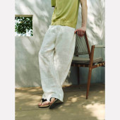 Manifold｜进口100亚麻细支松弛舒适空气感弧形弯刀长裤