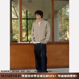 Manifold｜特细美利奴纯羊毛开衫静奢翻领双拉链针织毛衣外套