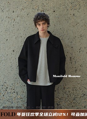 Manifold｜重工纯羊毛三角标cleanfit宽松休闲拉链毛呢夹克外套