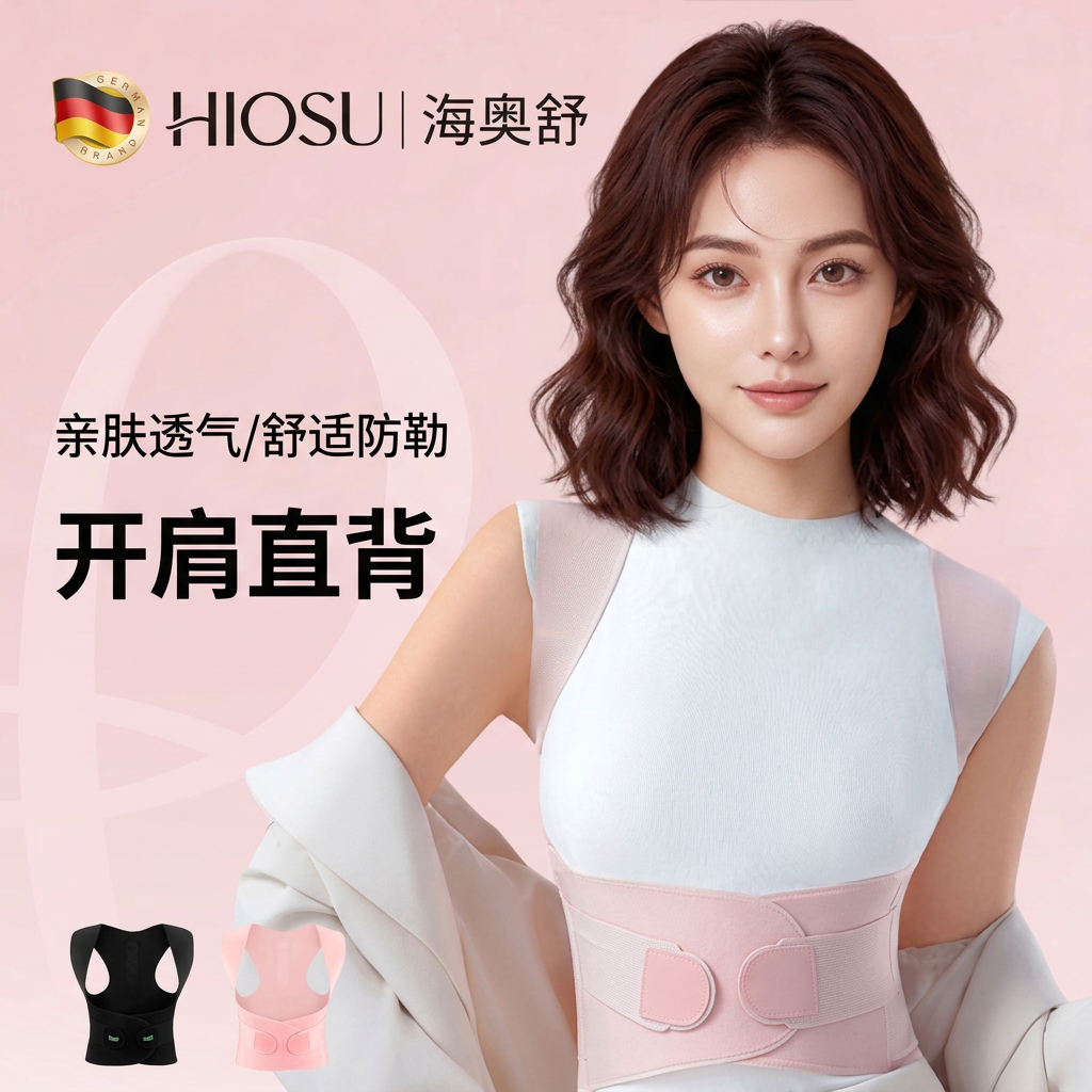 成人驼背矫正背部矫姿带亲肤透气开肩直背男女通用体态矫正神器