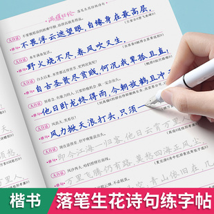 楷书字帖成人练字惊艳诗词落笔生花硬笔书法练字本考试写作钢笔描红练字帖朋友圈优秀文案初中生高中生作文金句素材积累写字帖