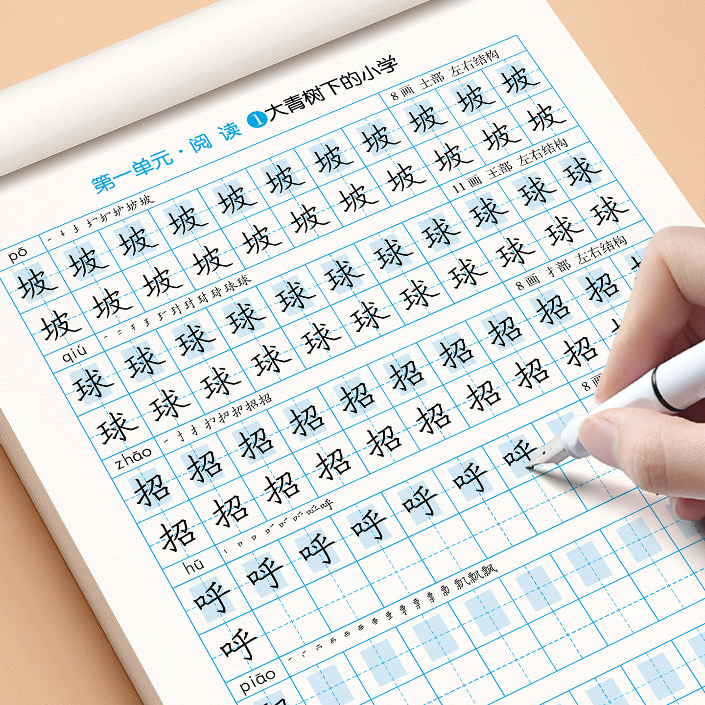 小学三年级上册下册练字帖人教版语文课本同步每日一练儿童钢笔楷书正楷字帖小学生专用写字课课练硬笔书法临摹字头本三下描红本