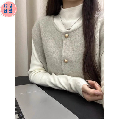 淡人高知小金扣针织开衫