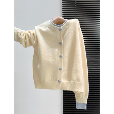 韩系撞色拼接假两件针织