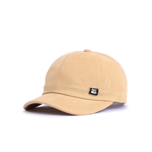 短帽檐帽子男显脸小卡其色棒球帽小布标设计软顶卡其色灰色鸭舌帽
