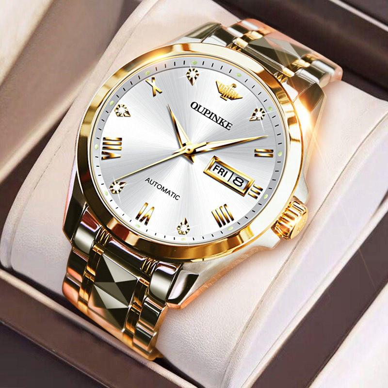 进口机芯男士手表男款瑞士正品牌双日历名表防水全自动机械表十大