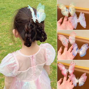 超仙头饰会动 蝴蝶儿童发夹珍珠公主发饰蝴蝶女孩网红女可爱饰品
