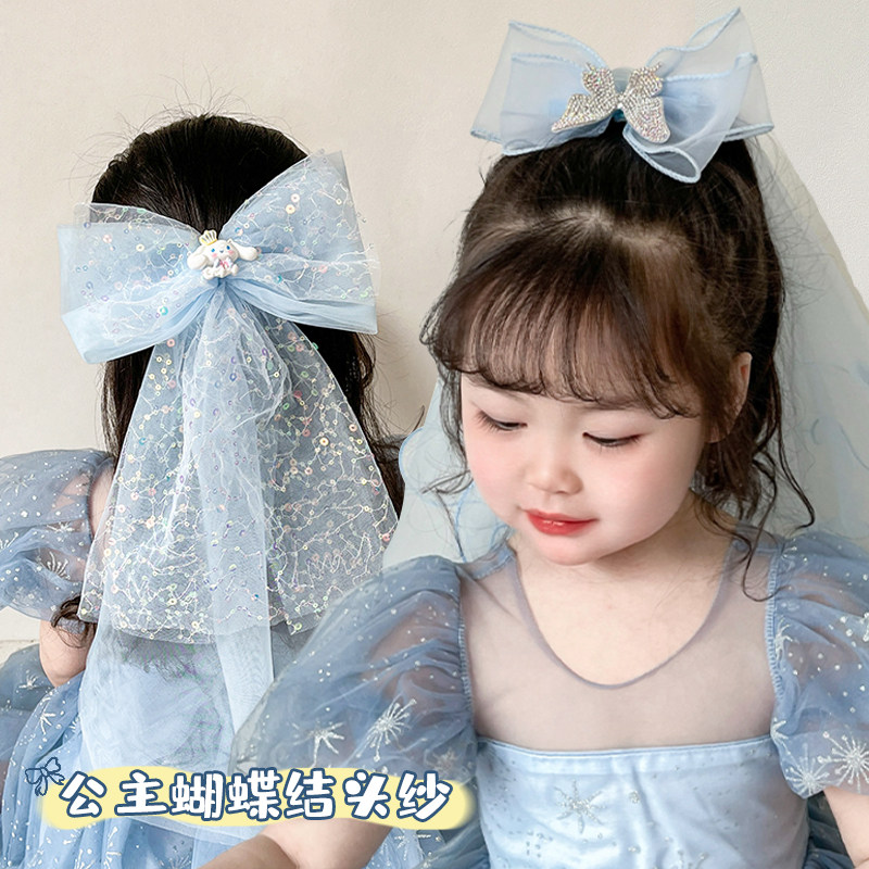 新款儿童发饰大蝴蝶结皇冠发夹