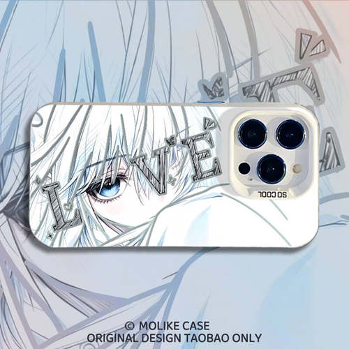 LOVE眼睛二次元适用苹果17promax手机壳iPhone16镭射15新款14动漫13mini高级感12创意11个性x防摔xr男xs套8/7