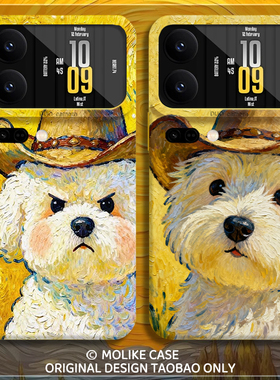 油画牛仔小狗适用小米17promax手机壳15ultra硅胶14新款13红米k90黄色80情侣70卡通60至尊版50可爱note12套11