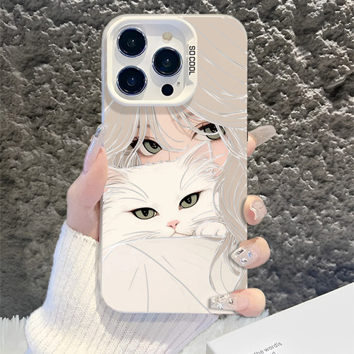 适用苹果手机壳猫咪女孩可爱卡通