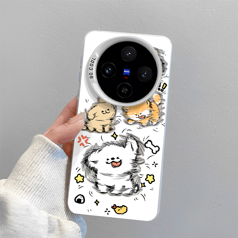 甩头小狗适用oppofindx9手机壳findx8Ultra镂空7pro镭射6卡通可爱5创意4高级感3新款OPPO全包防摔保护套s十+