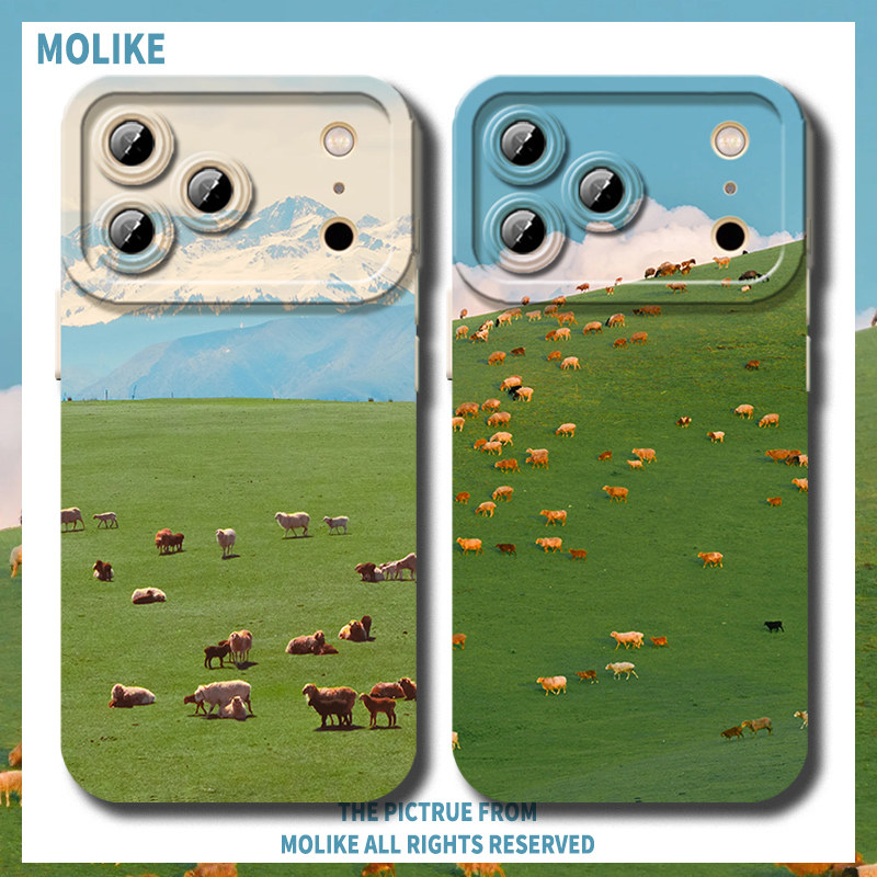 羊群适用苹果17手机壳iPhone16promax绿色15新款14小清新13风景12油画11创意x卡通xr外壳xs保护8套7防摔mini,3C数码配件,手机保护套/壳,淘宝优惠券,粉丝福利购,淘宝优惠卷