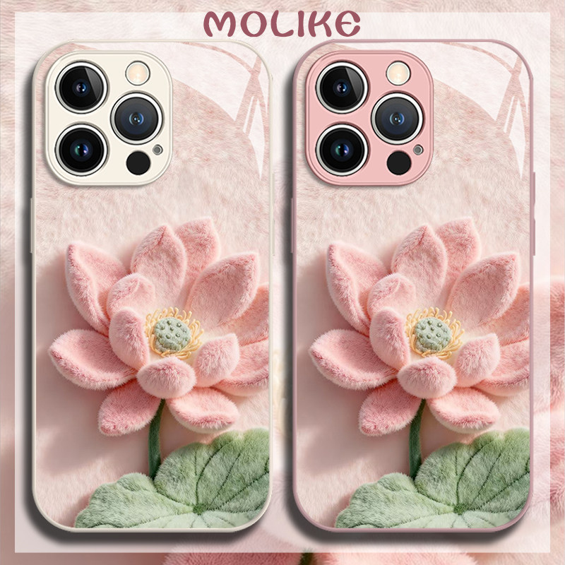 秋冬荷花适用opporeno15pro手机壳14莲花13毛茸茸12超好看的11绝美10毛绒感9新款8不撞壳7外壳6/5保护套4十3+
