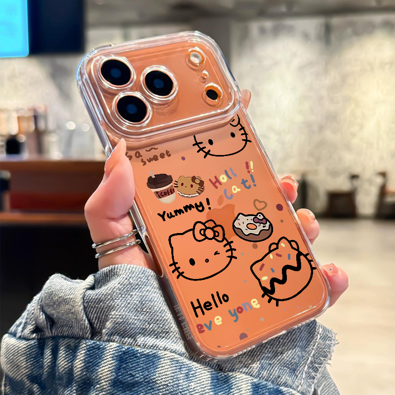 蛋糕kt猫适用苹果17橙色手机壳iPhone16promax卡通15新款14可爱13mini凯蒂猫12透明11全包x女款xr/xs/8/7/air