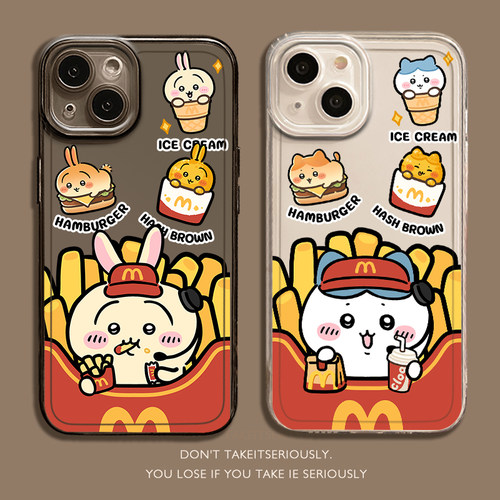 M记适用chiikawa苹果17手机壳iPhone16promax吉伊卡哇15薯条13mini乌萨奇14麦门12小八x/xr/xs/8/7新款外壳11