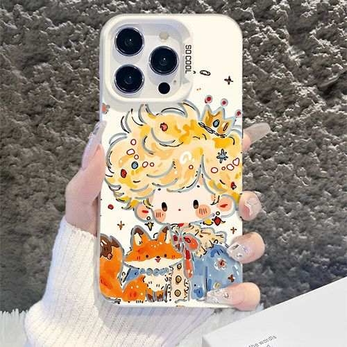皇冠小王子适用苹果17promax手机壳iPhone16狐狸15新款14镭射13mini卡通12高级感11可爱x超好看xr独特xs套8/7