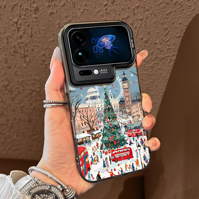 插画圣诞节适用小米17promax手机壳15ultra秋冬14新款13红米k90氛围80高级感70欧美60至尊版50复古note12/11