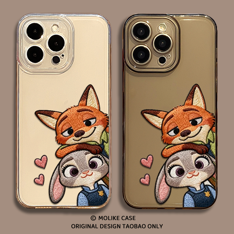 刺绣尼克狐朱迪适用iqoo15手机壳13透明z9turbo疯狂12动物城11s一加ace5新款neo10pro男1+2女3v/9/8/7/6/vivo