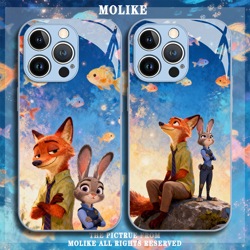 油画尼克朱迪适用小米17promax手机壳15ultra疯狂动物城14新款13红米k90狐狸80兔子70外60至尊版50/note12/11