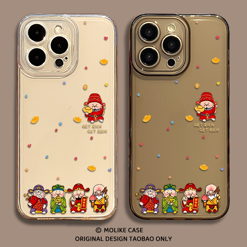 新年财神爷适用华为pura80手机壳mate70pro发财nova14新款13马年12荣耀400本命年300透明200/x60/50/magic8/7