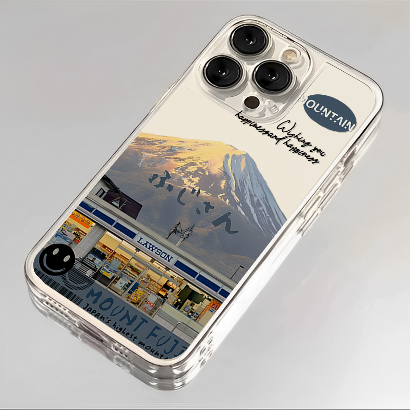 适用华为pura80手机壳mate70pro雪景富士山nova14新款13荣耀400透明300高级感200创意x60保护套50外magic7女