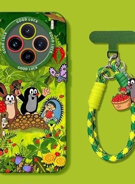 带挂绳草莓鼹鼠适用vivox300pro手机壳vivox200mini绿色x100s新款ultra卡通可爱x90液态硅胶80镜头7060保护套