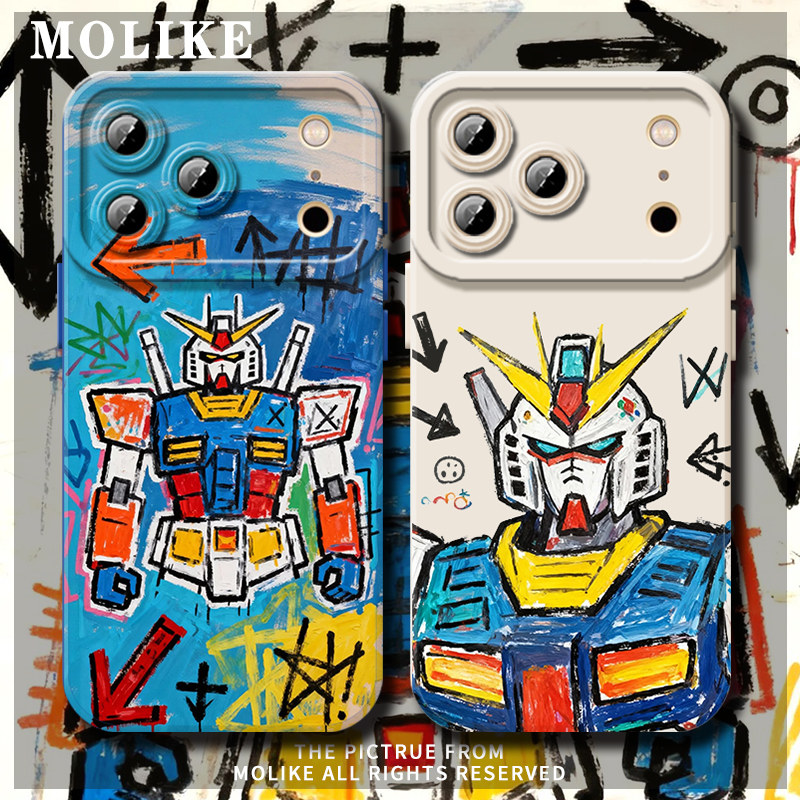 涂鸦高达适用苹果17手机壳iPhone16promax机动战士15新款14动漫13mini男生12二次元11外壳x防摔xr/xs/8/7/air,3C数码配件,手机保护套/壳,淘宝优惠券,粉丝福利购,淘宝优惠卷