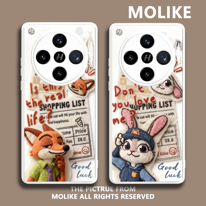 毛绒尼克朱迪适用oppofindx9情侣手机壳findx8Ultra狐狸7pro新款6卡通5兔子4男女3玻璃OPPO秋冬s十保护套外+