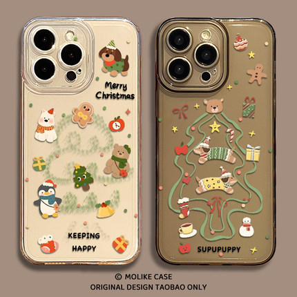 腊肠狗圣诞树适用小米17promax手机壳15ultra透明14新款13红米k90卡通80可爱70小狗60至尊版50防摔note12套11